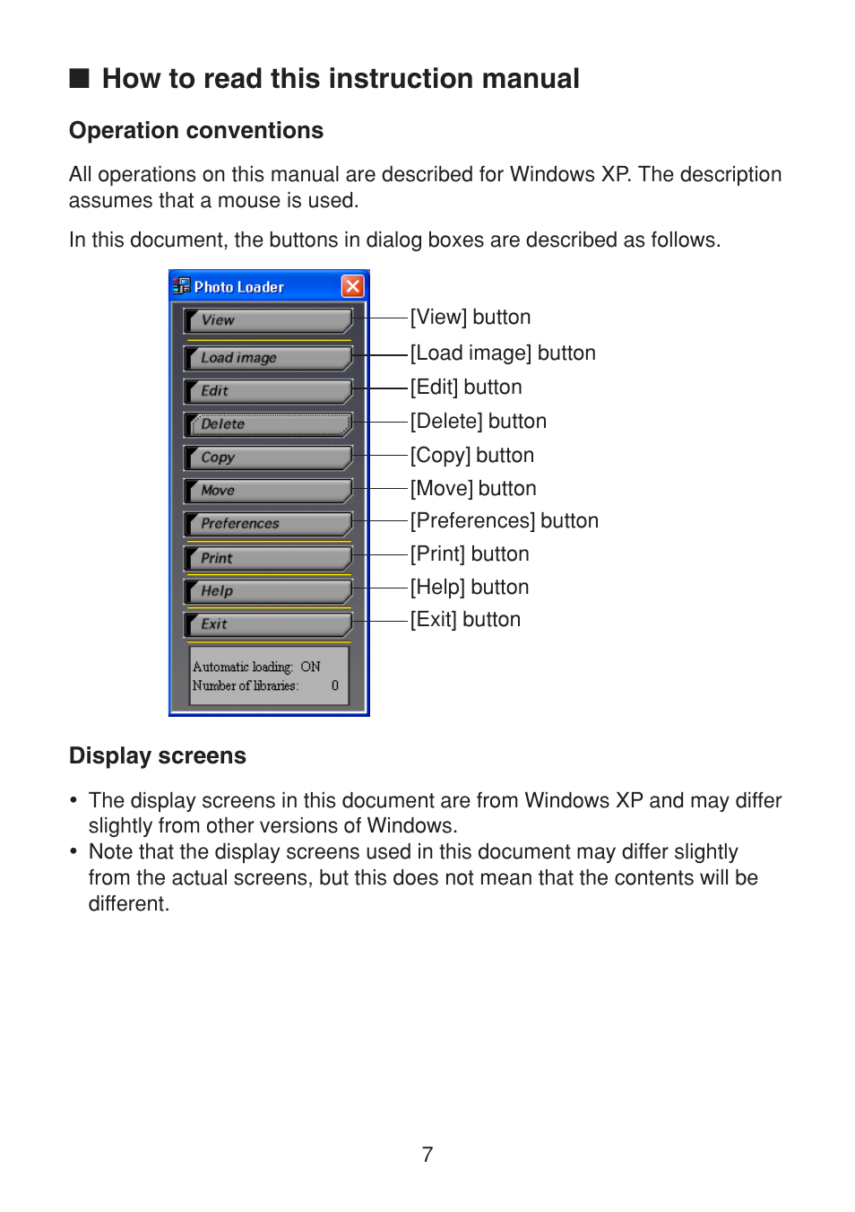 How to read this instruction manual, Operation conventions, Display screens | Casio VERSION 2.3 User Manual | Page 7 / 52