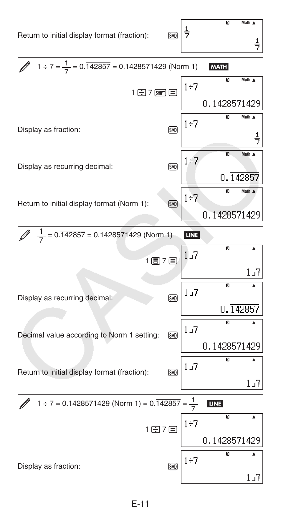 E-11 | Casio FX-300ESPLUS User Manual | Page 12 / 32