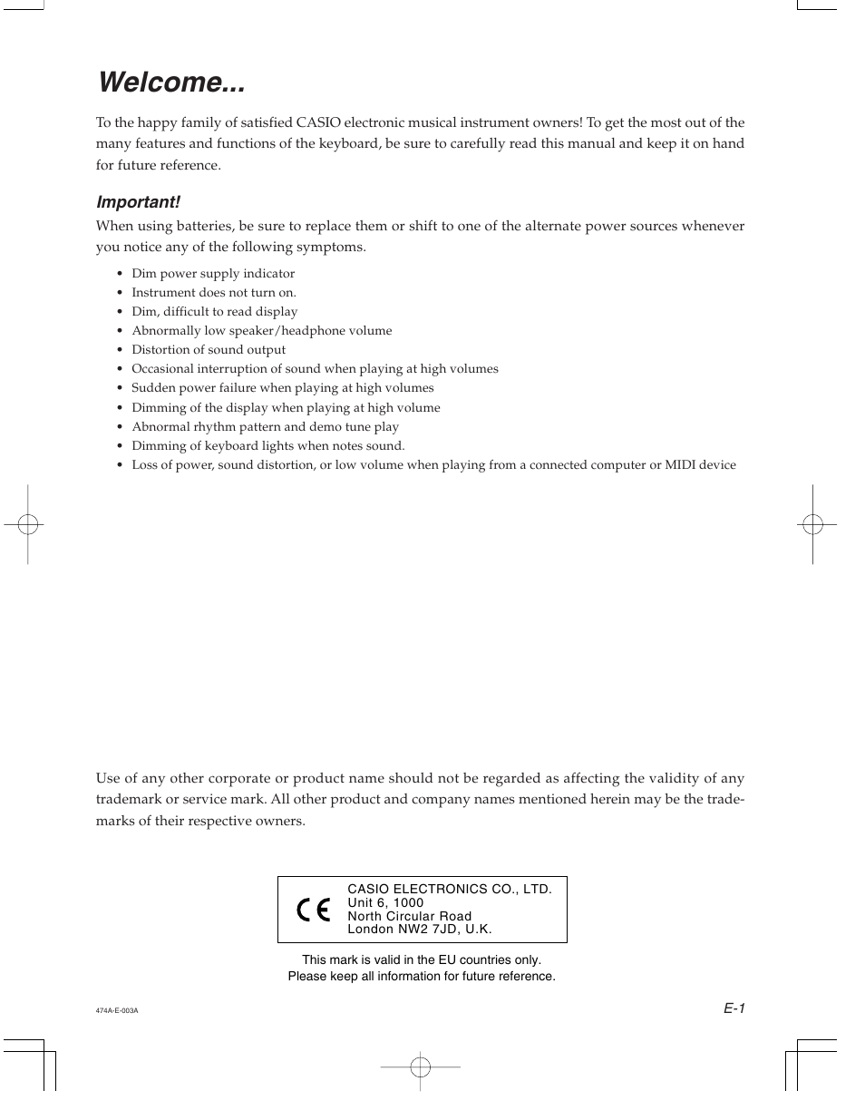 Welcome | Casio LK50 User Manual | Page 3 / 7