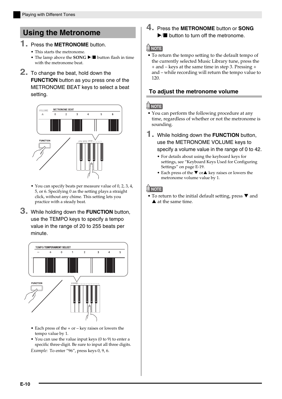 Using the metronome | Casio PRIVIA PX735-ES-1A User Manual | Page 12 / 42