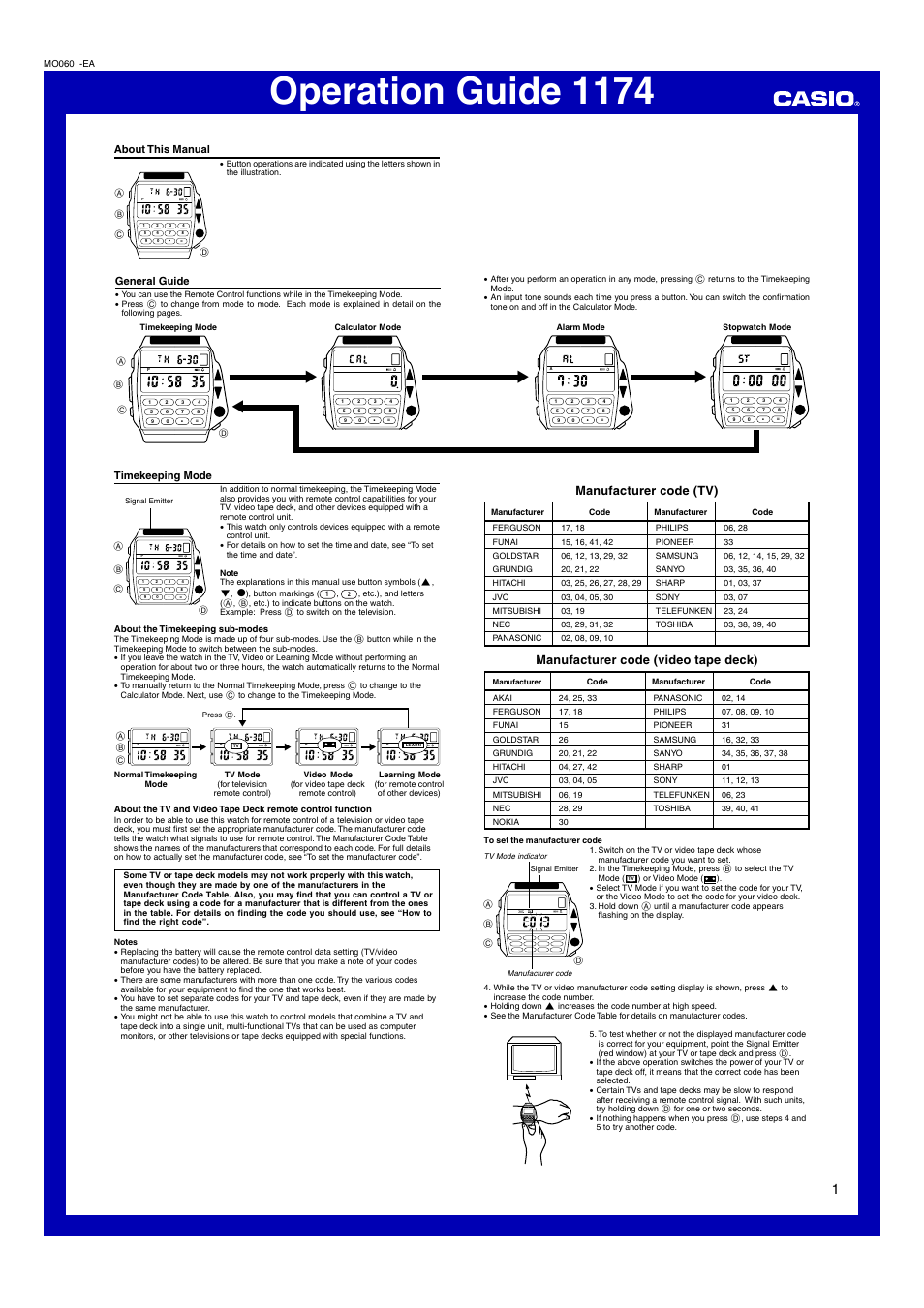 Casio 1174 User Manual | 4 pages