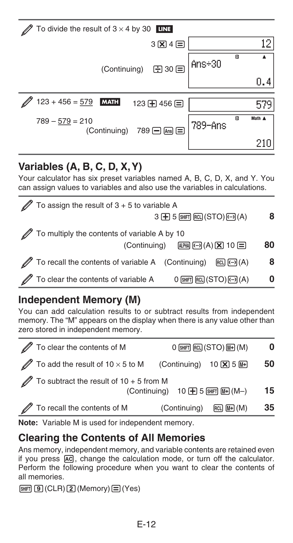 Variables (a, b, c, d, x, y) | Casio FX-82AU PLUS User Manual | Page 13 / 24