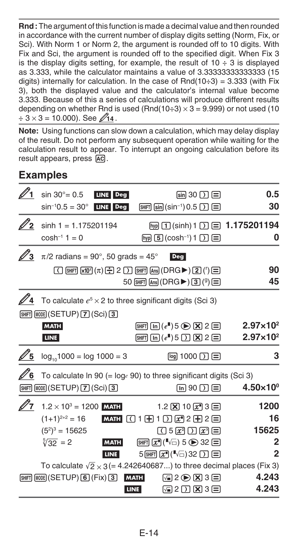 Examples | Casio FX-82AU PLUS User Manual | Page 15 / 24