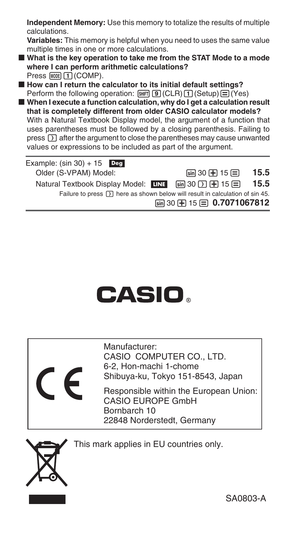 Casio FX-82AU PLUS User Manual | Page 24 / 24