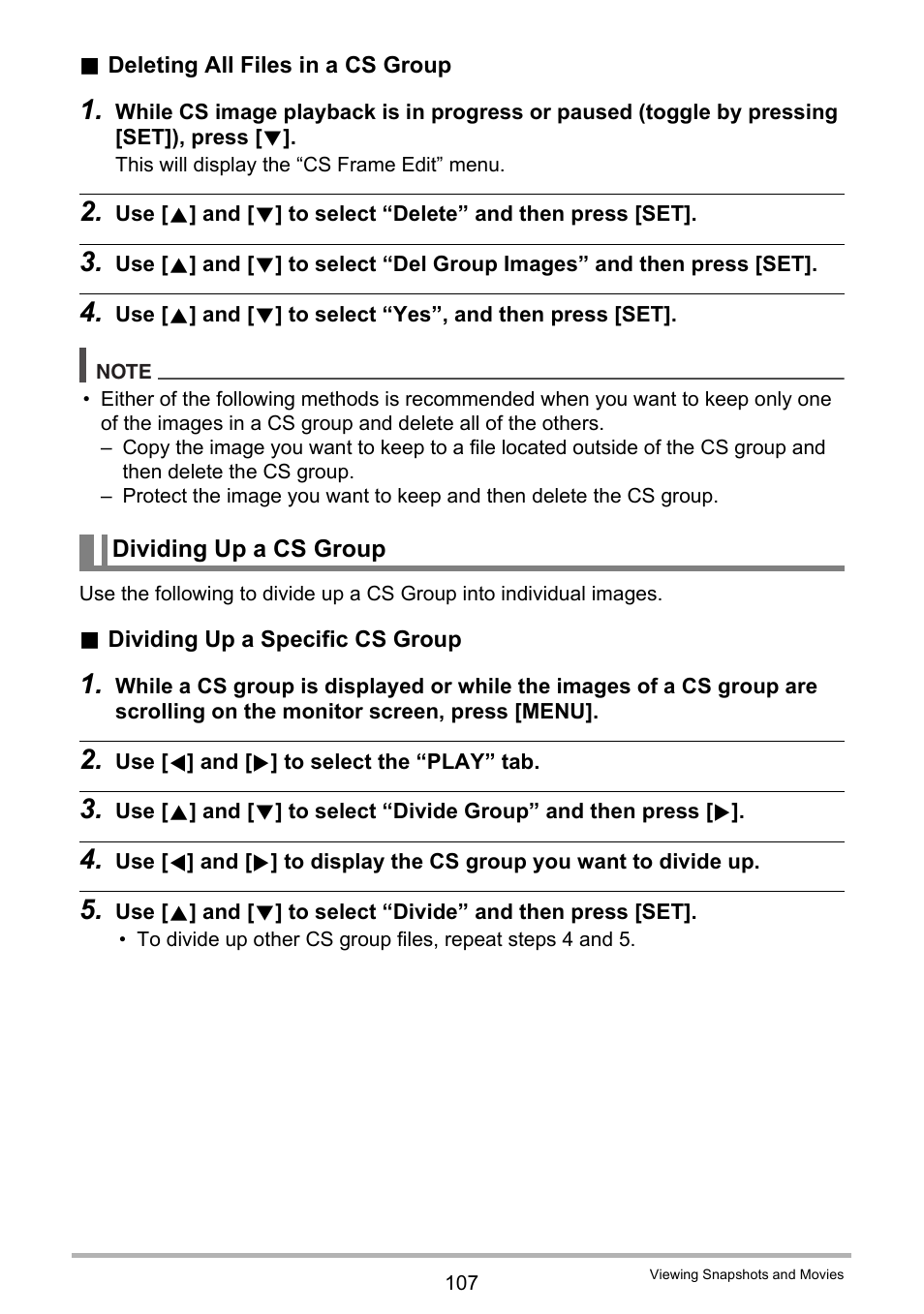 Dividing up a cs group | Casio EXILIM EX-FH25 User Manual | Page 107 / 192