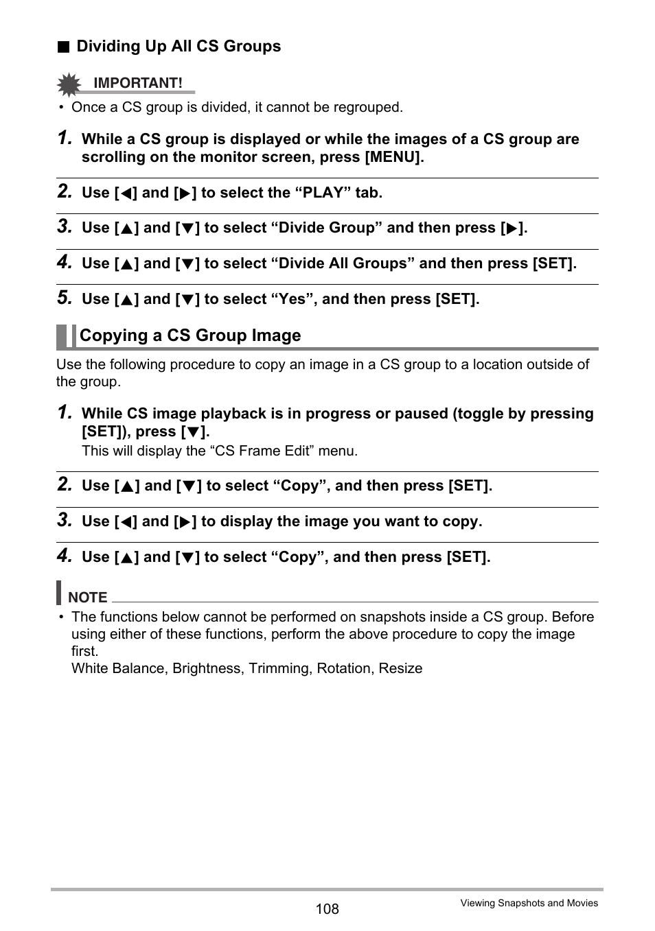 Copying a cs group image | Casio EXILIM EX-FH25 User Manual | Page 108 / 192