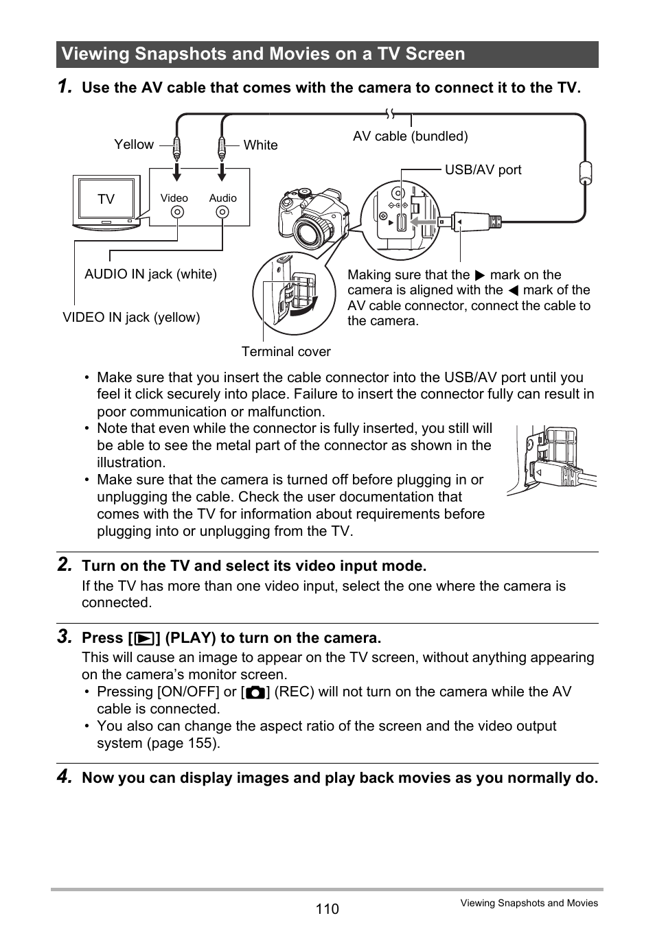 Viewing snapshots and movies on a tv screen | Casio EXILIM EX-FH25 User Manual | Page 110 / 192