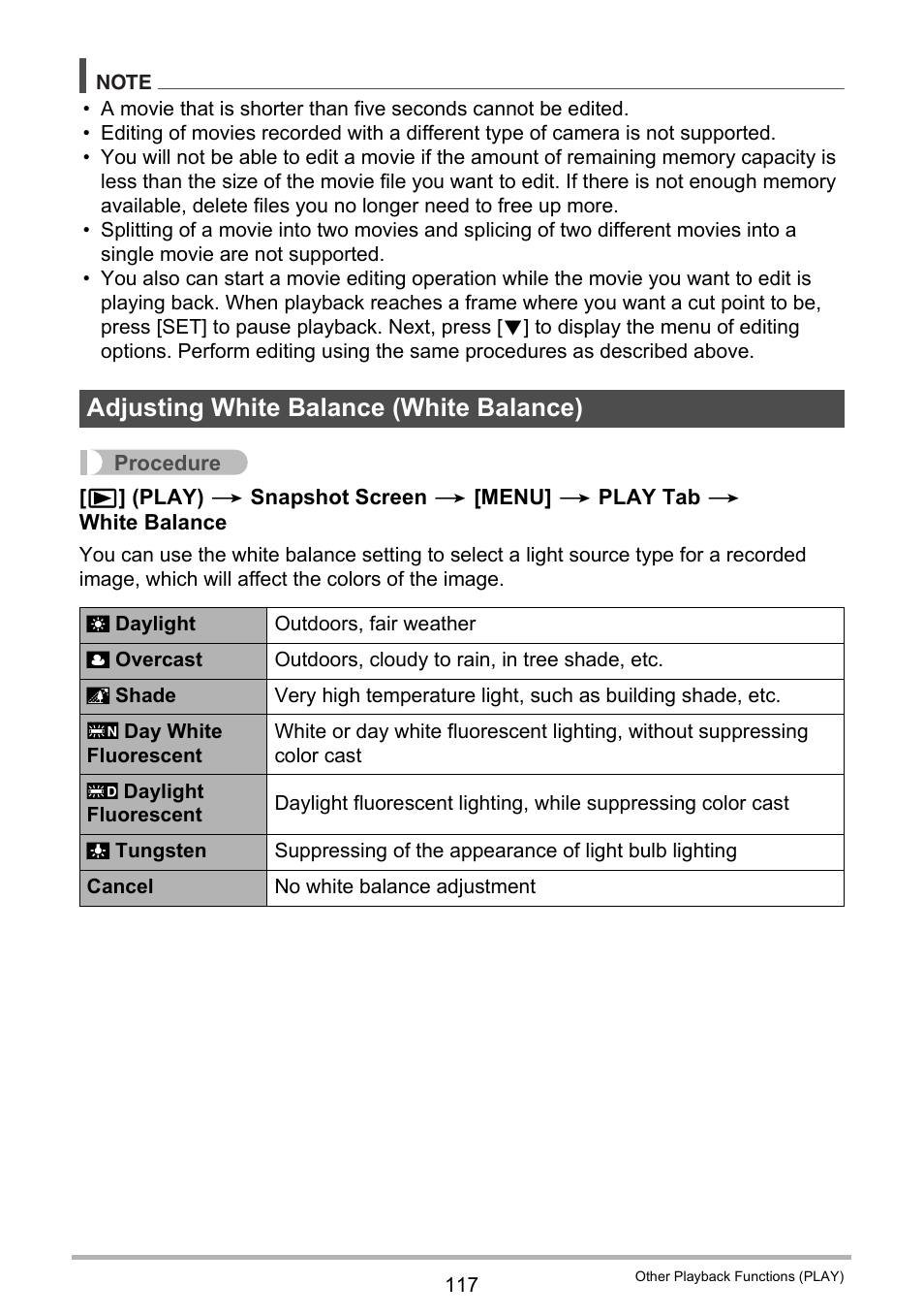 Adjusting white balance (white balance) | Casio EXILIM EX-FH25 User Manual | Page 117 / 192