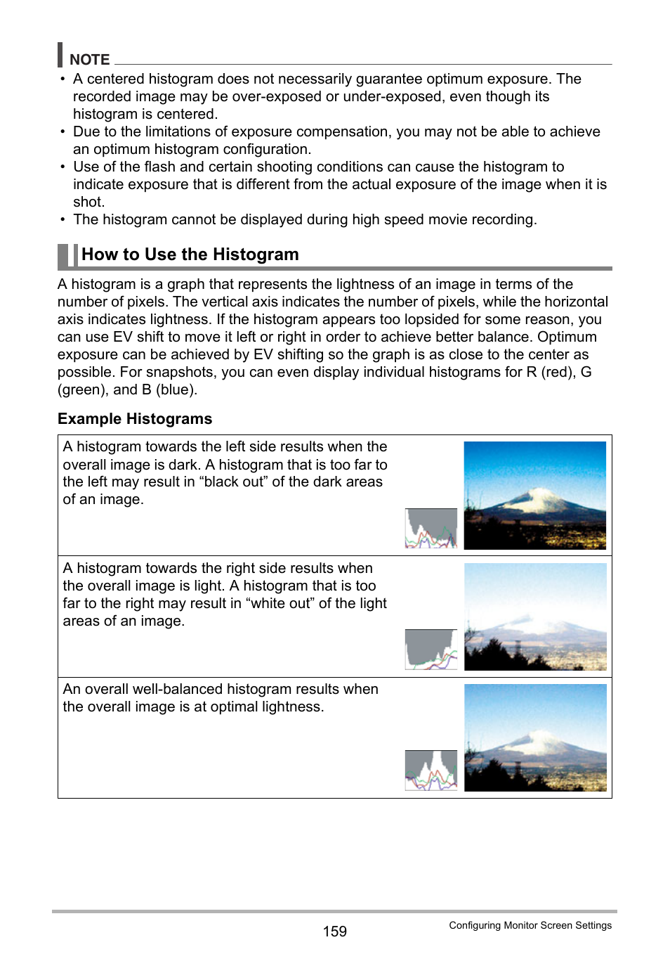 How to use the histogram | Casio EXILIM EX-FH25 User Manual | Page 159 / 192