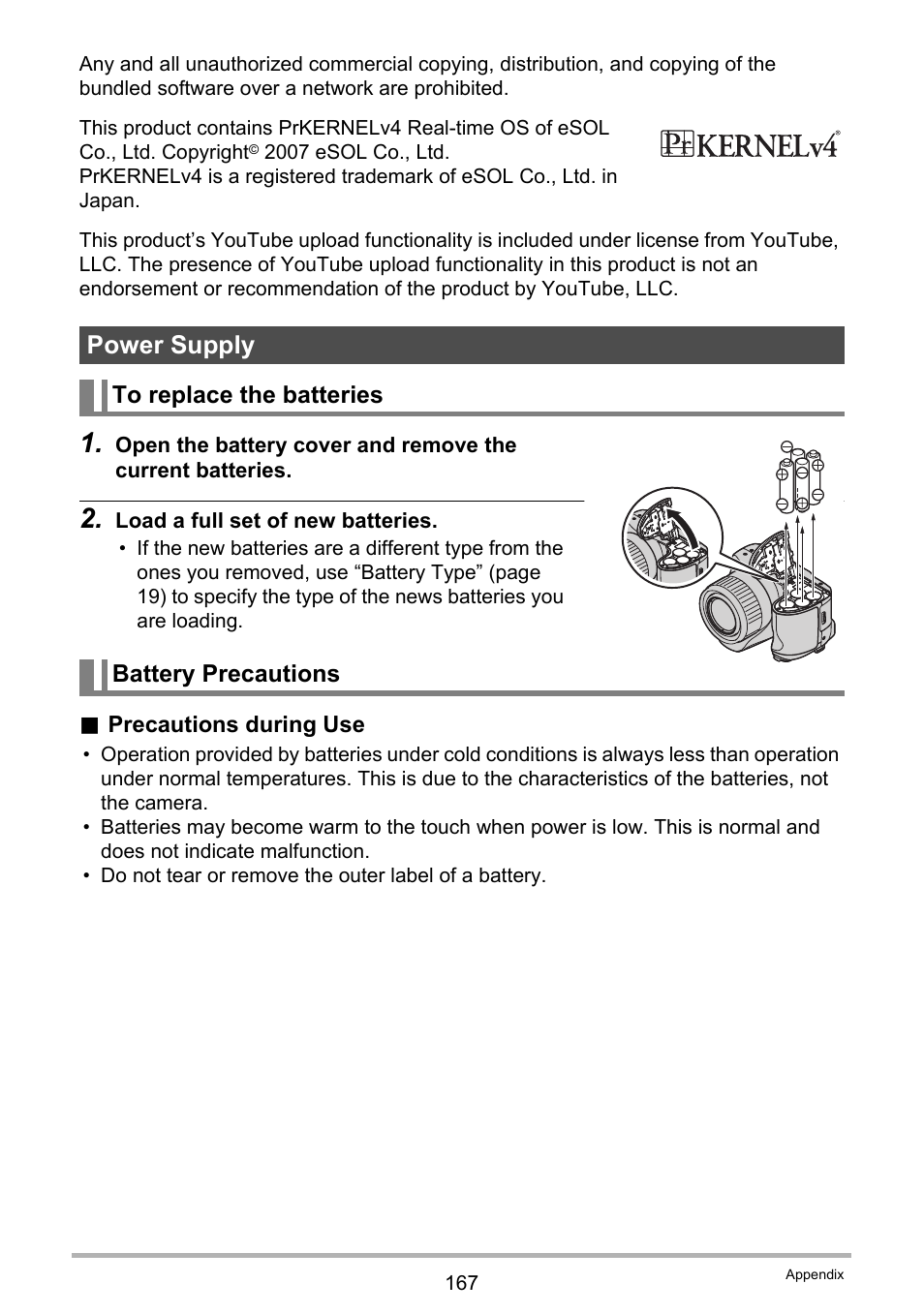 Power supply, To replace the batteries, Battery precautions | Casio EXILIM EX-FH25 User Manual | Page 167 / 192