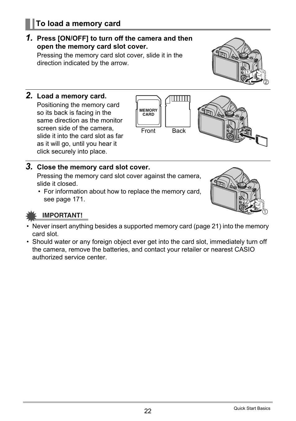 To load a memory card | Casio EXILIM EX-FH25 User Manual | Page 22 / 192