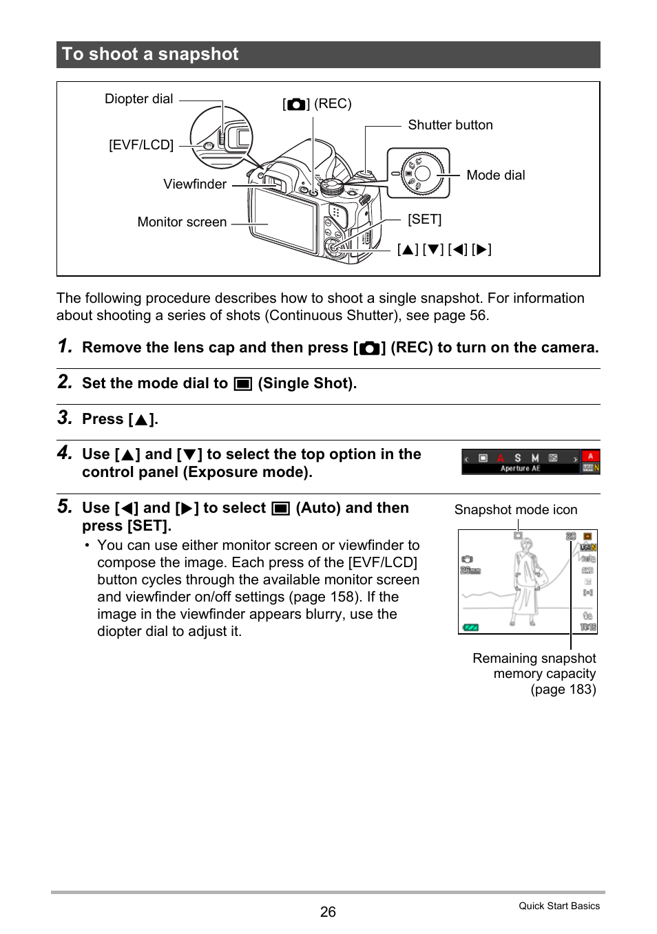 To shoot a snapshot | Casio EXILIM EX-FH25 User Manual | Page 26 / 192