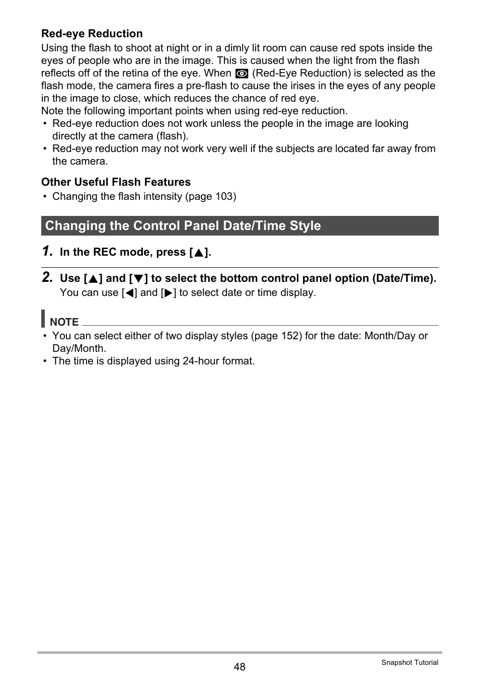 Changing the control panel date/time style | Casio EXILIM EX-FH25 User Manual | Page 48 / 192