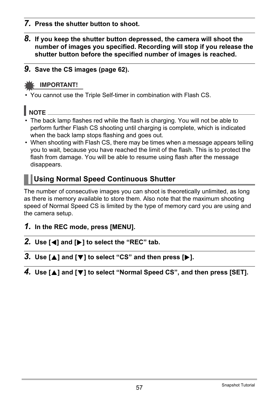 Using normal speed continuous shutter, Ges 5 | Casio EXILIM EX-FH25 User Manual | Page 57 / 192