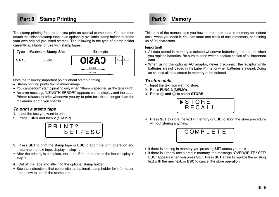 Casio KL-780 User Manual | Page 20 / 28