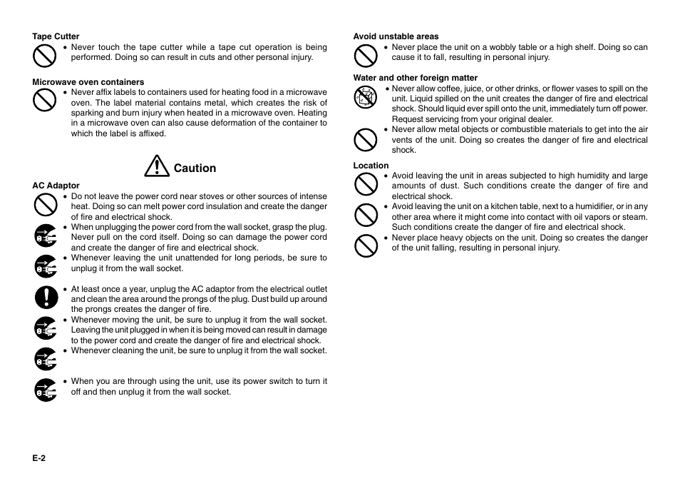 Caution | Casio KL-780 User Manual | Page 3 / 28