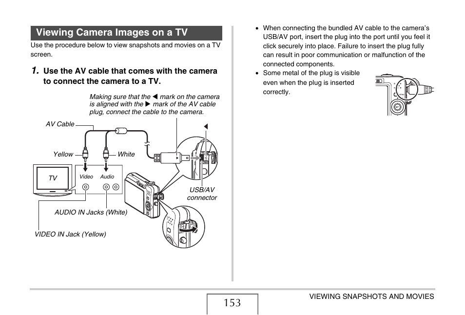 Viewing camera images on a tv | Casio EXILIM EX-Z1080 User Manual | Page 153 / 267