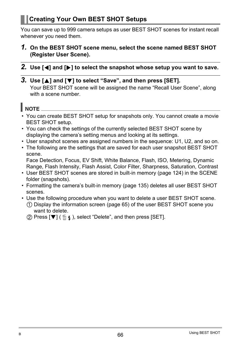 Creating your own best shot setups | Casio EXILIM K1160PCM2DMX User Manual | Page 66 / 176