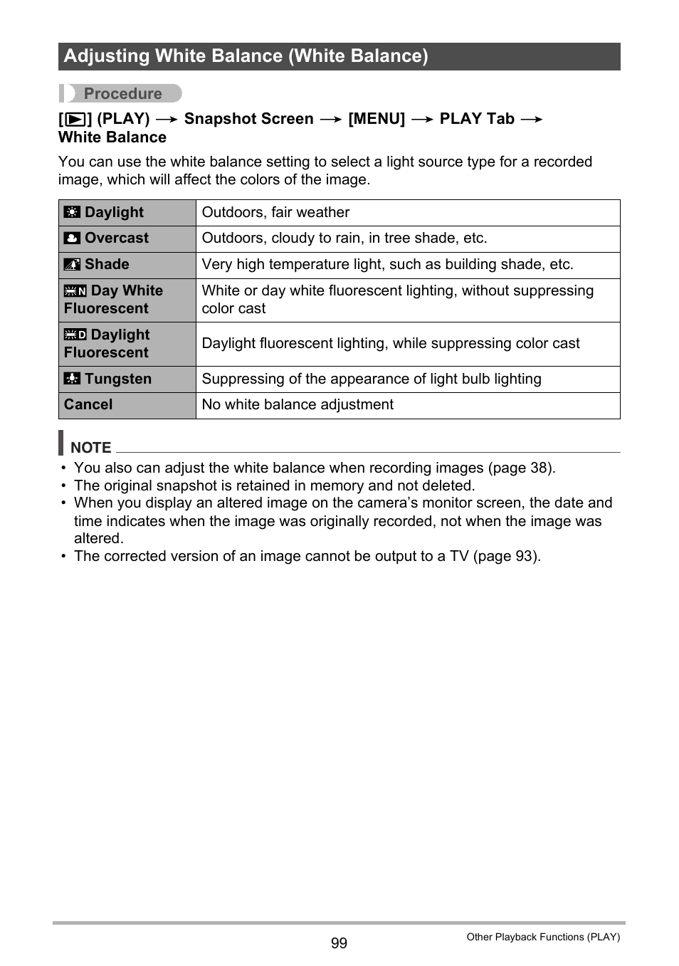 Adjusting white balance (white balance) | Casio EXILIM K1160PCM2DMX User Manual | Page 99 / 176