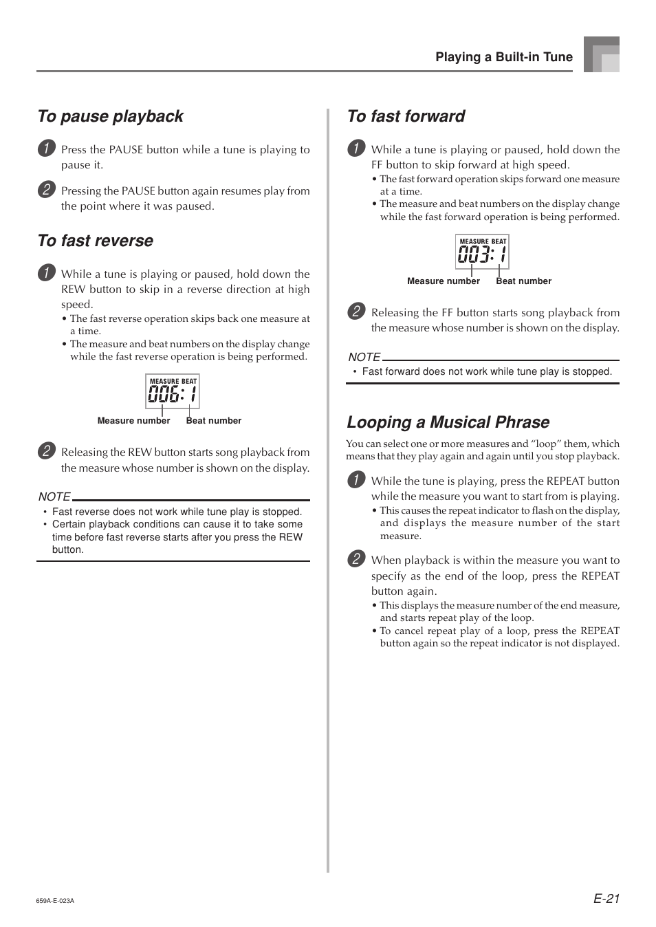 Looping a musical phrase | Casio LK93TV User Manual | Page 23 / 79