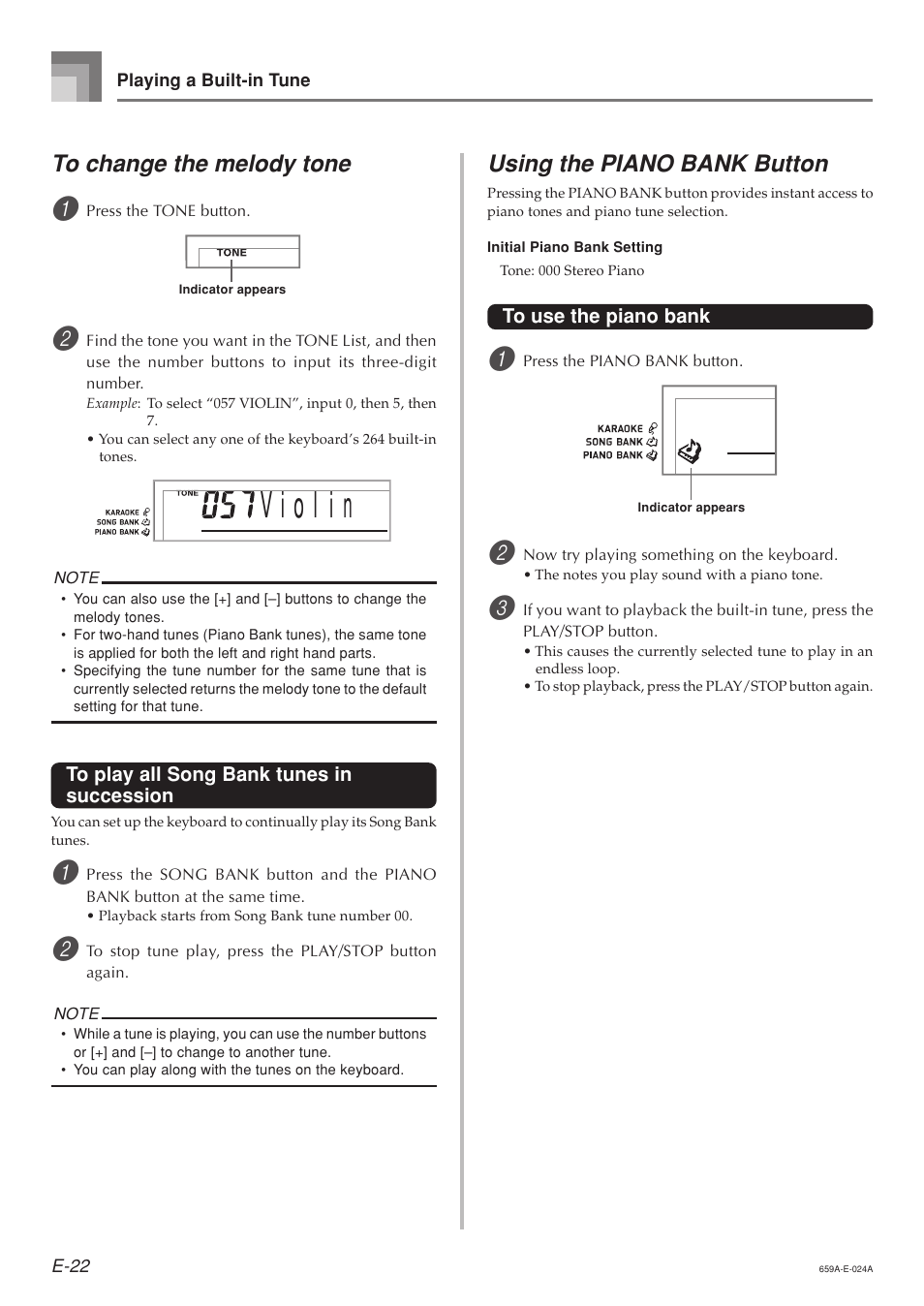 Using the piano bank button | Casio LK93TV User Manual | Page 24 / 79