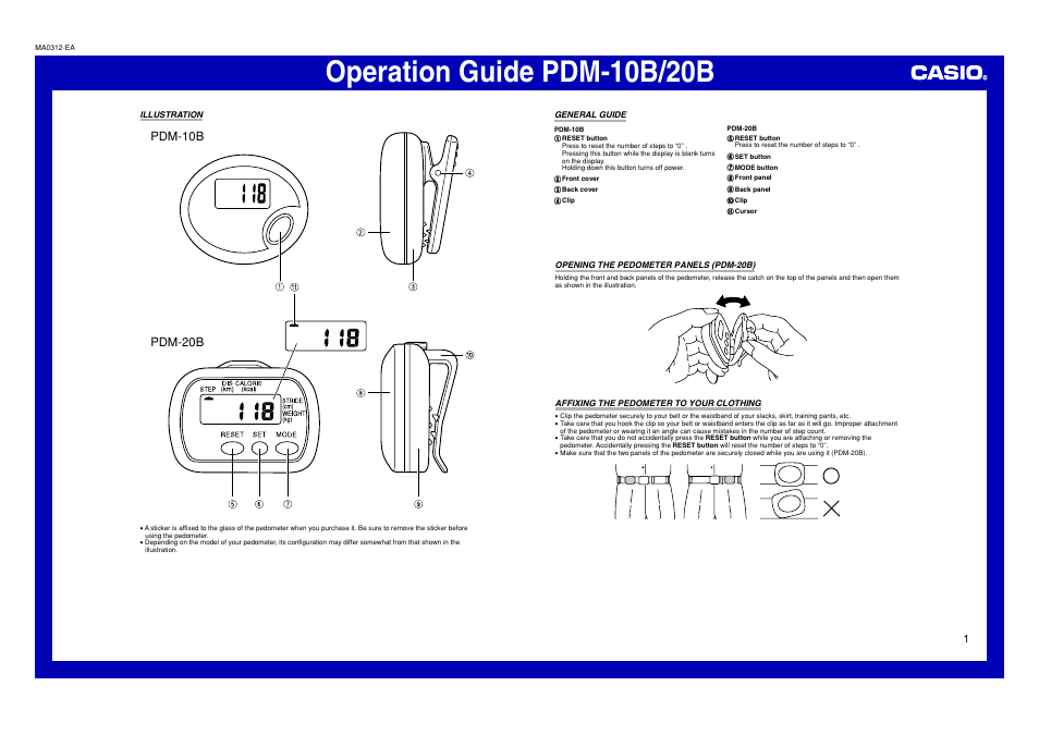 Casio PDM-20B User Manual | 3 pages
