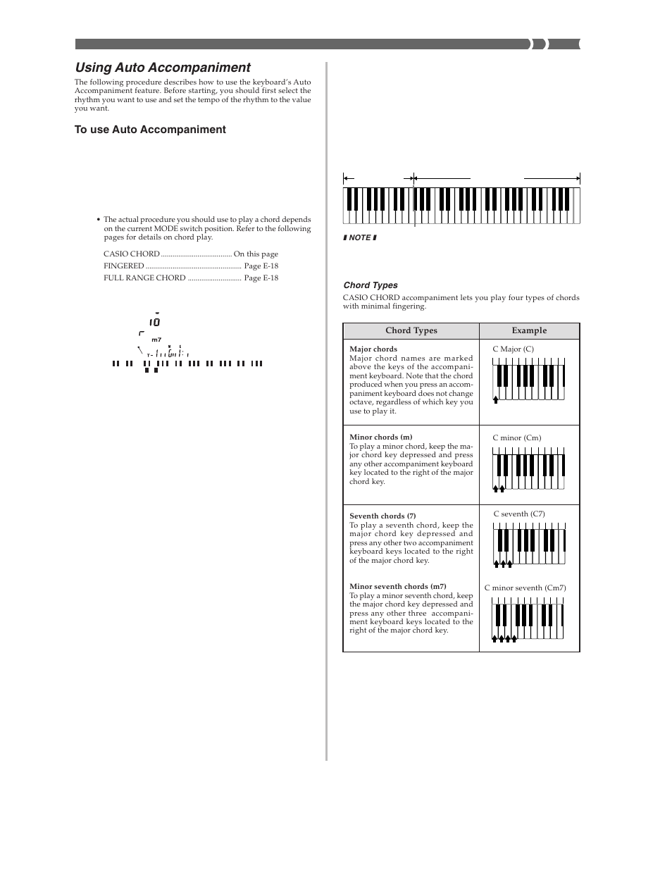 Using auto accompaniment | Casio CTK573 User Manual | Page 19 / 54