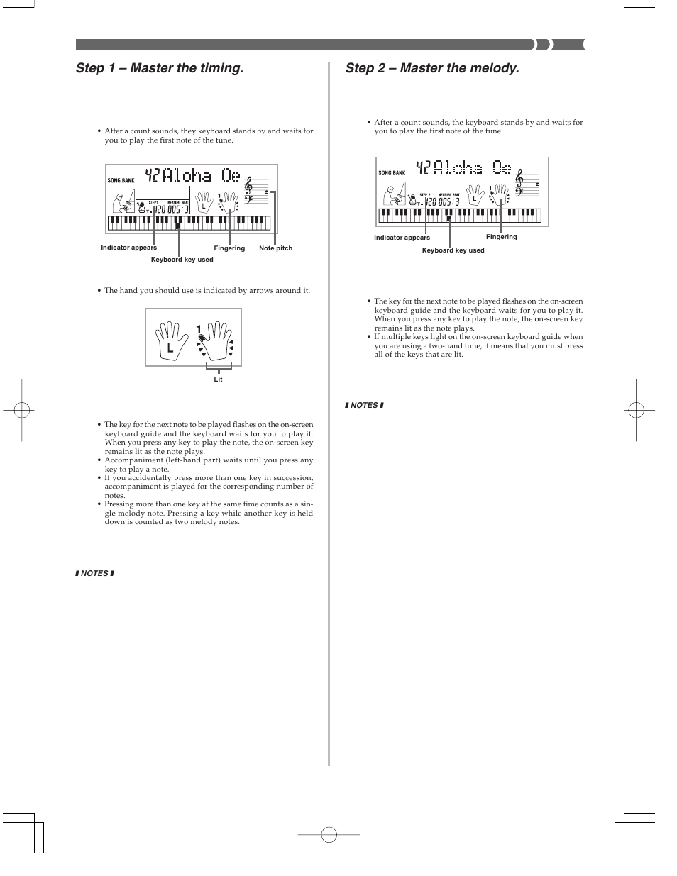 Step 1 – master the timing, Step 2 – master the melody, E-25 | Casio CTK573 User Manual | Page 27 / 54