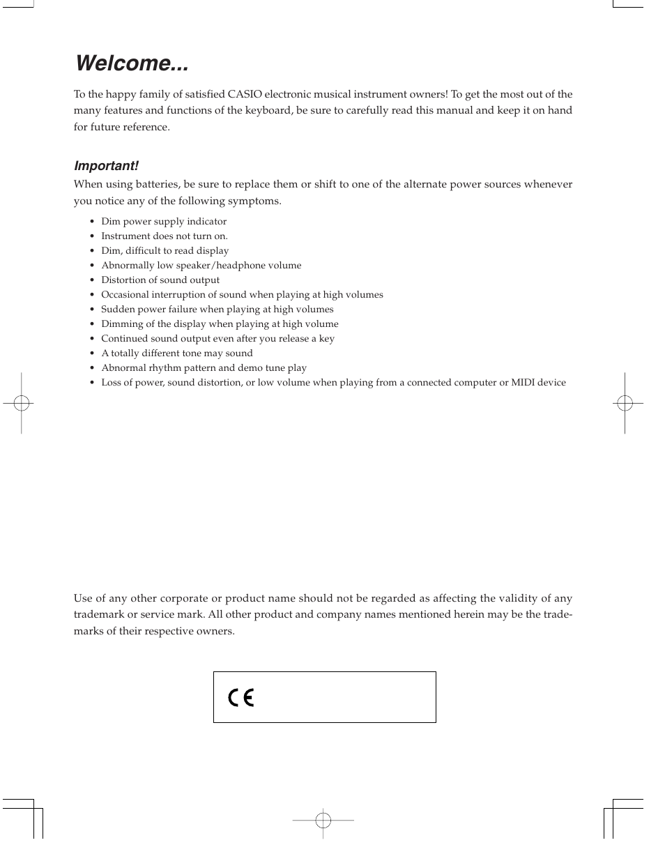 Welcome | Casio CTK573 User Manual | Page 3 / 54