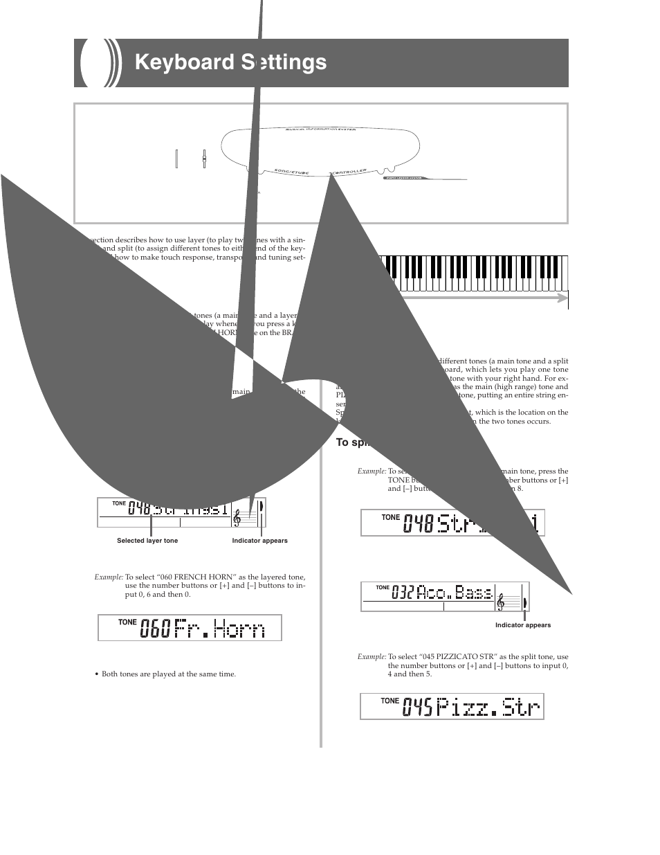 Keyboard settings, Using split, Using layer | Casio CTK573 User Manual | Page 34 / 54