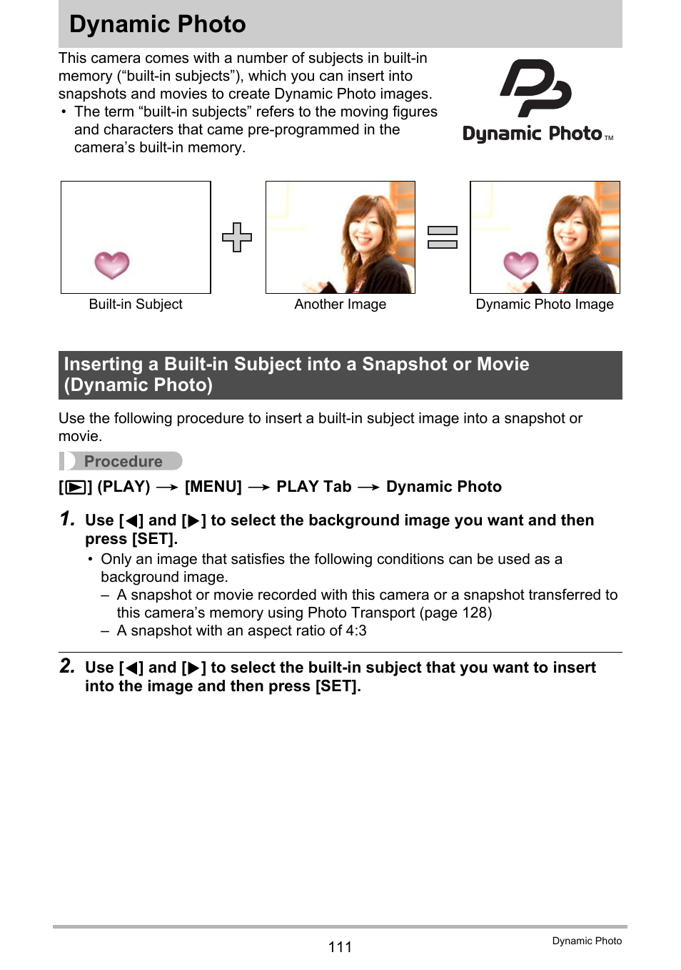 Dynamic photo | Casio EXILIM EX-H20G User Manual | Page 111 / 192