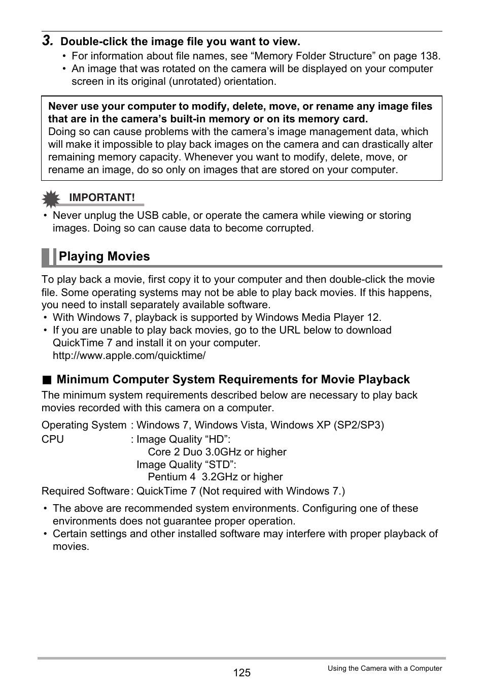 Playing movies | Casio EXILIM EX-H20G User Manual | Page 125 / 192