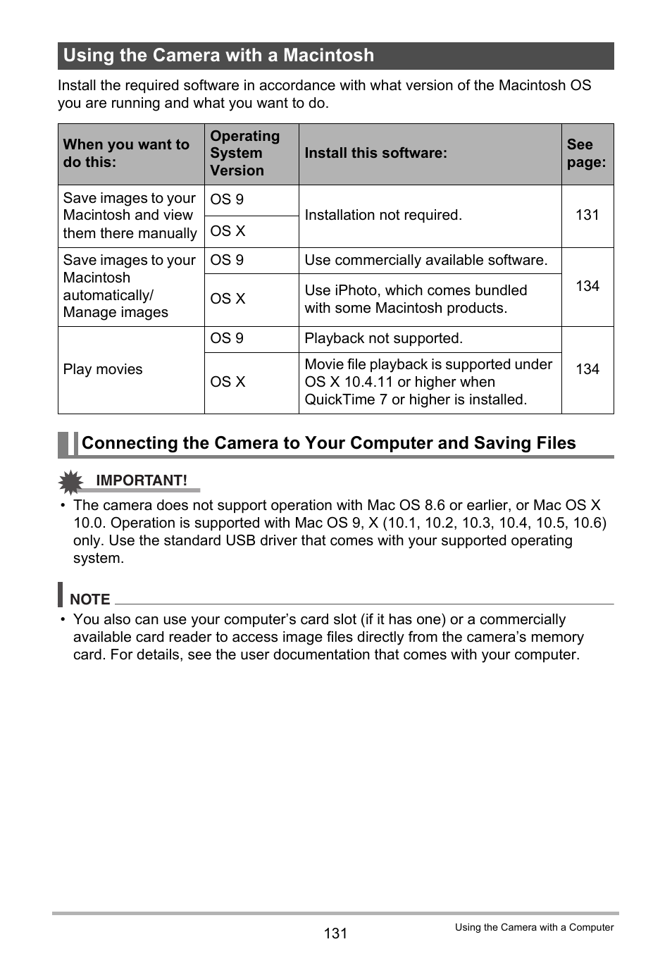 Using the camera with a macintosh | Casio EXILIM EX-H20G User Manual | Page 131 / 192