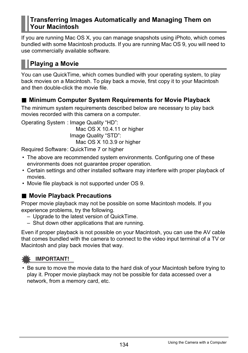 Playing a movie | Casio EXILIM EX-H20G User Manual | Page 134 / 192