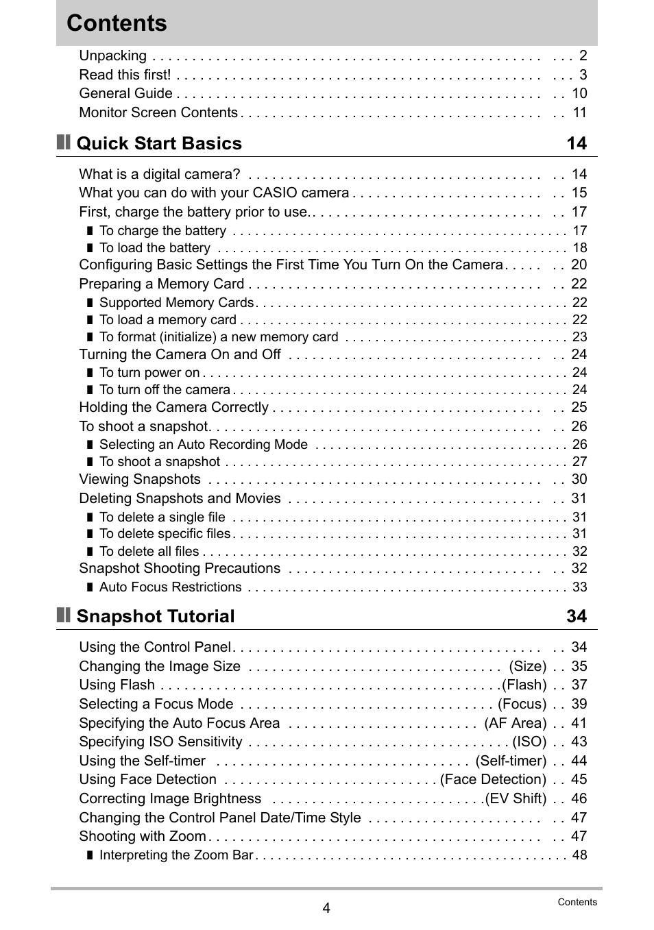 Casio EXILIM EX-H20G User Manual | Page 4 / 192