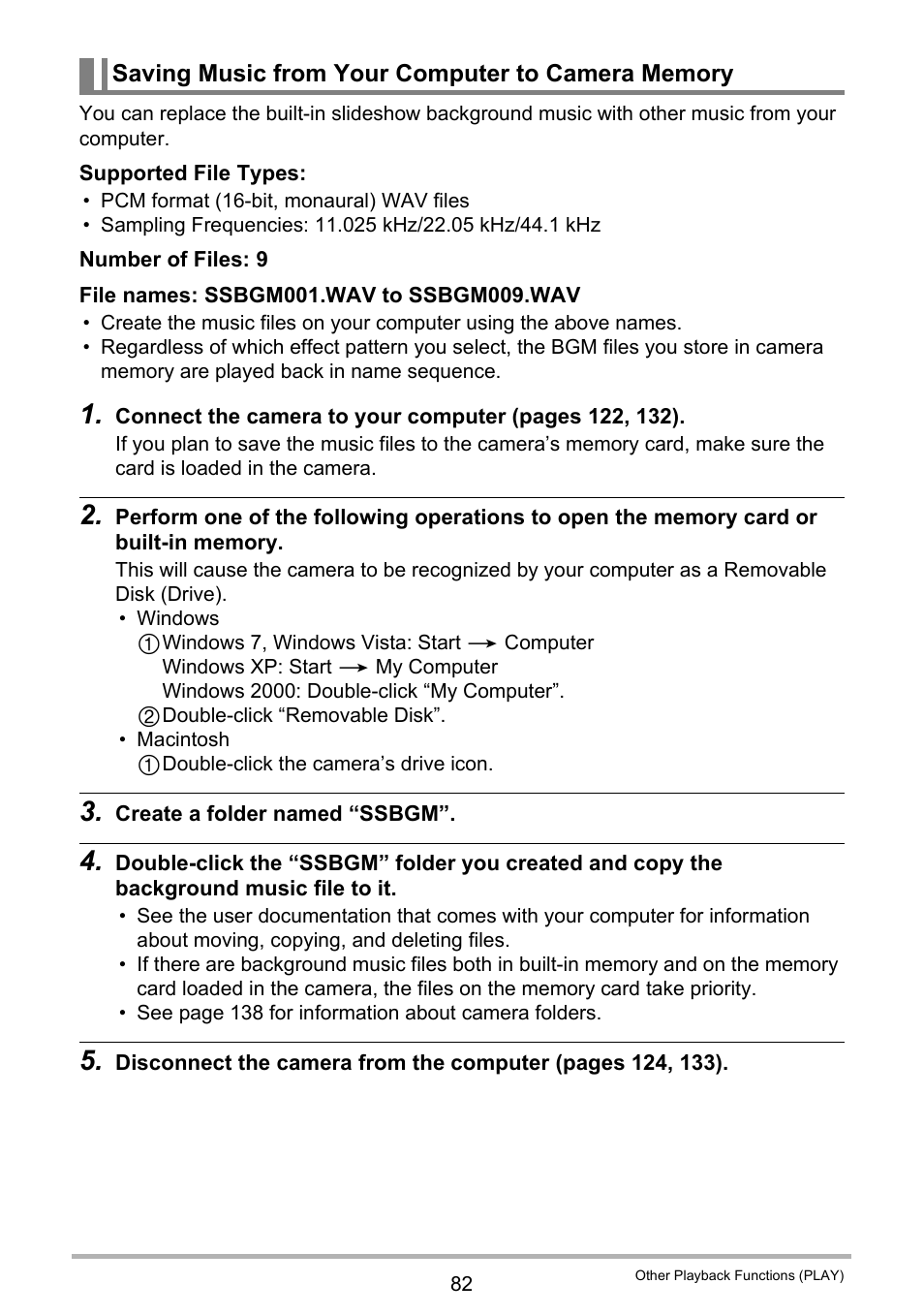 Saving music from your computer to camera memory | Casio EXILIM EX-H20G User Manual | Page 82 / 192