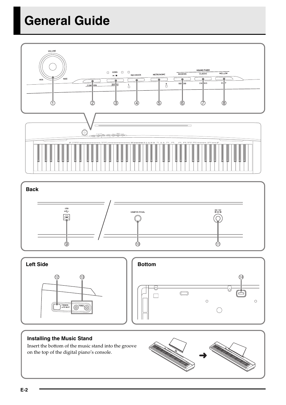 General guide | Casio PRIVIA PX135 User Manual | Page 4 / 37