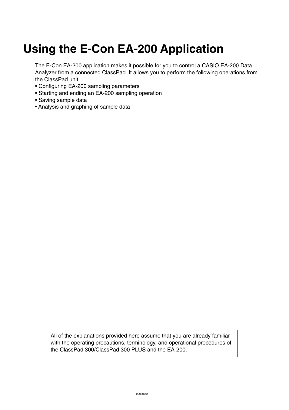 Using the e-con ea-200 application | Casio EA-200 User Manual | Page 2 / 81