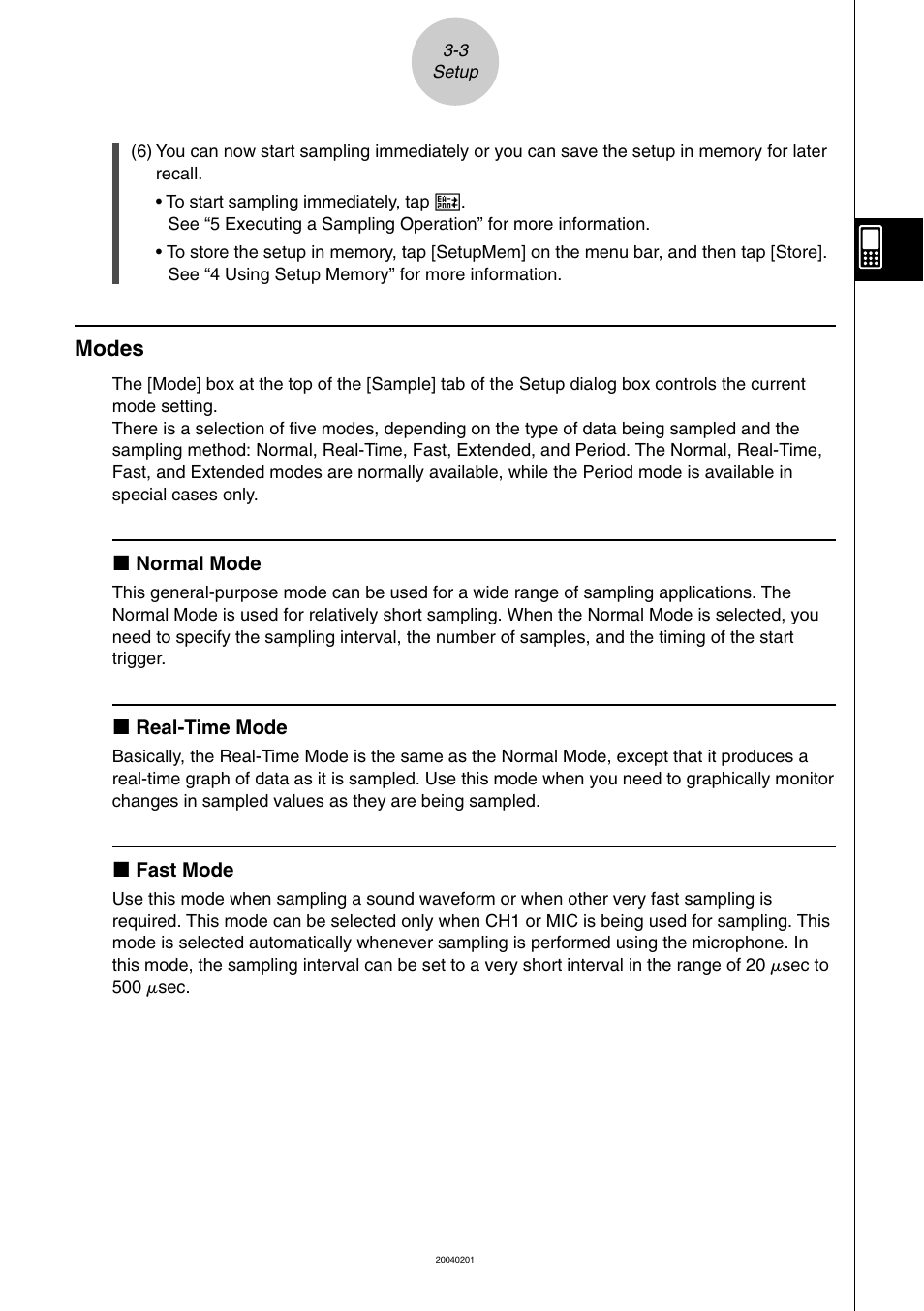 Modes, Modes -3 | Casio EA-200 User Manual | Page 22 / 81