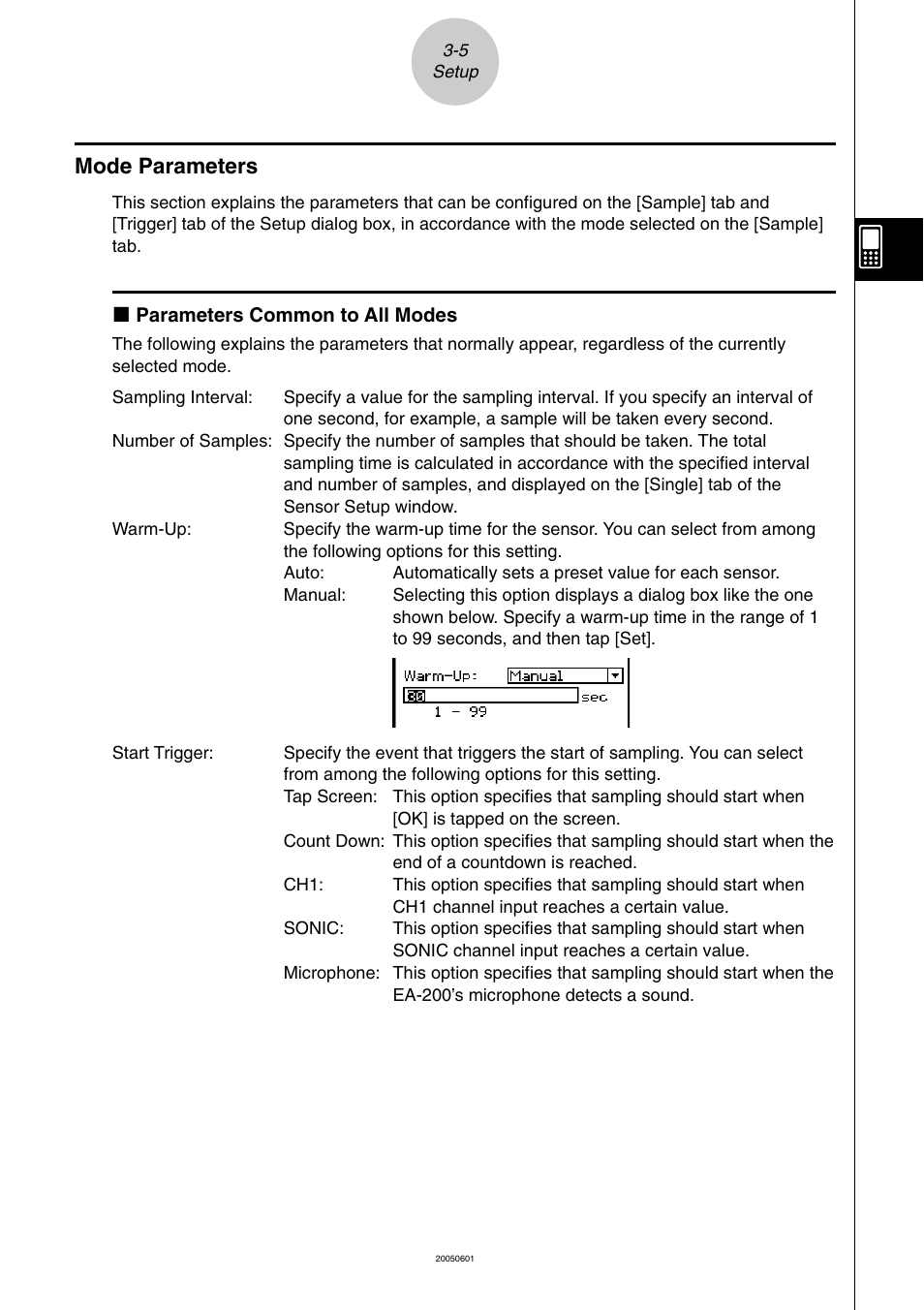 Mode parameters, Mode parameters -5 | Casio EA-200 User Manual | Page 24 / 81