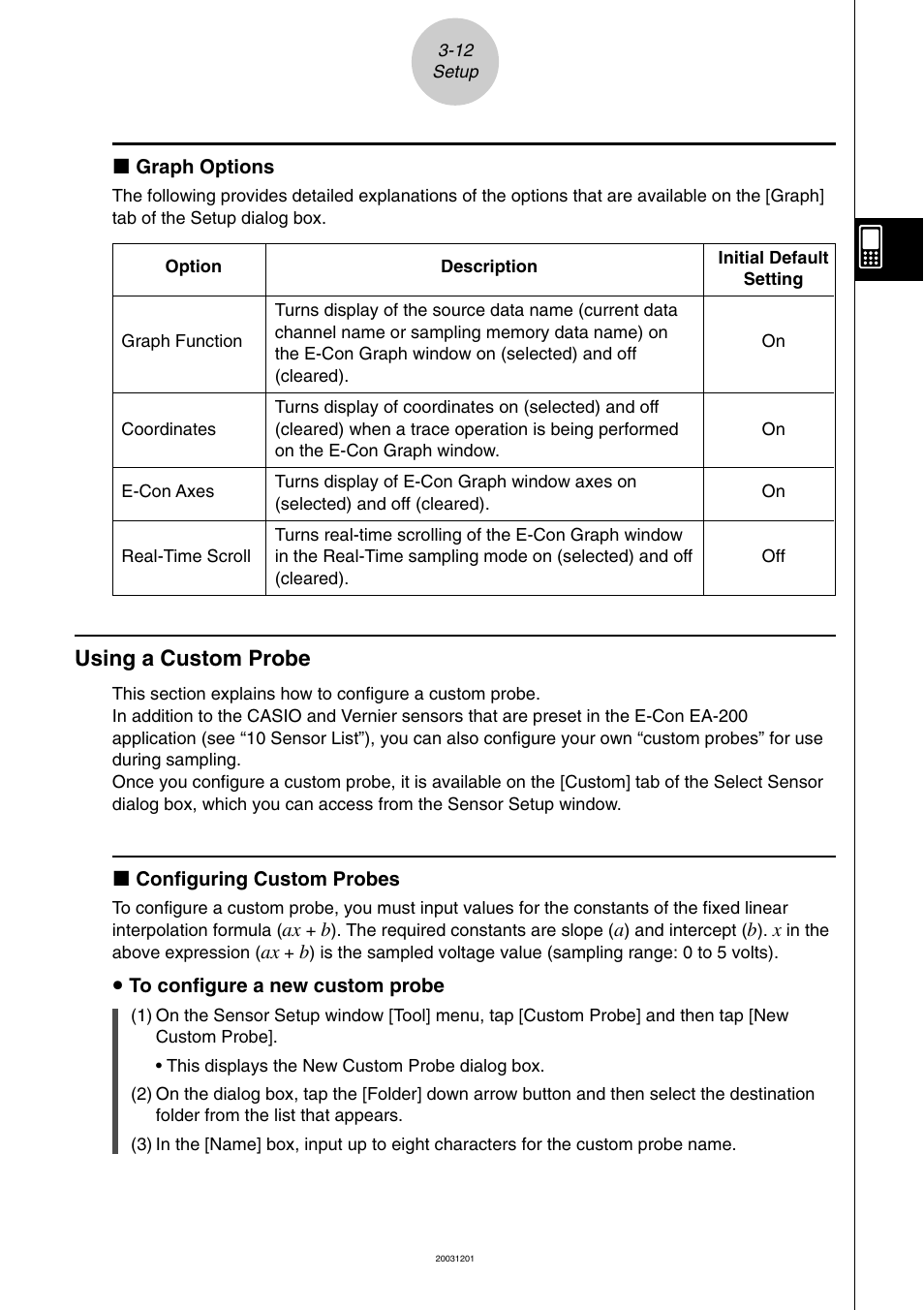 Using a custom probe, Using a custom probe -12 | Casio EA-200 User Manual | Page 31 / 81