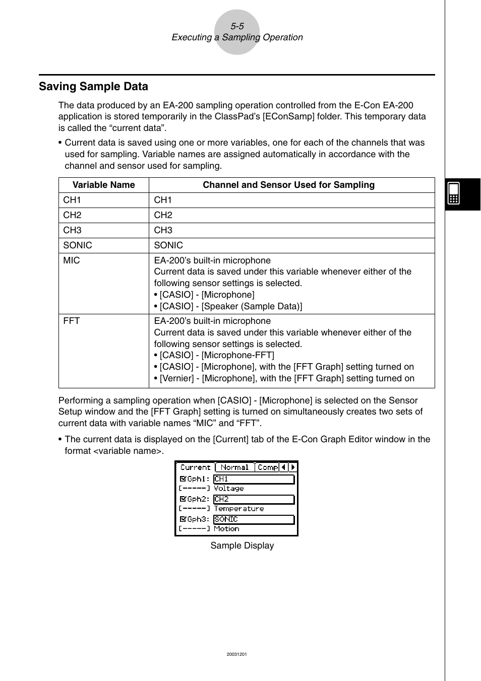 Saving sample data, Saving sample data -5 | Casio EA-200 User Manual | Page 44 / 81