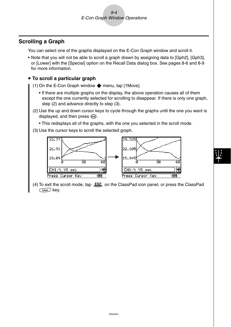 Scrolling a graph, Scrolling a graph -4 | Casio EA-200 User Manual | Page 66 / 81