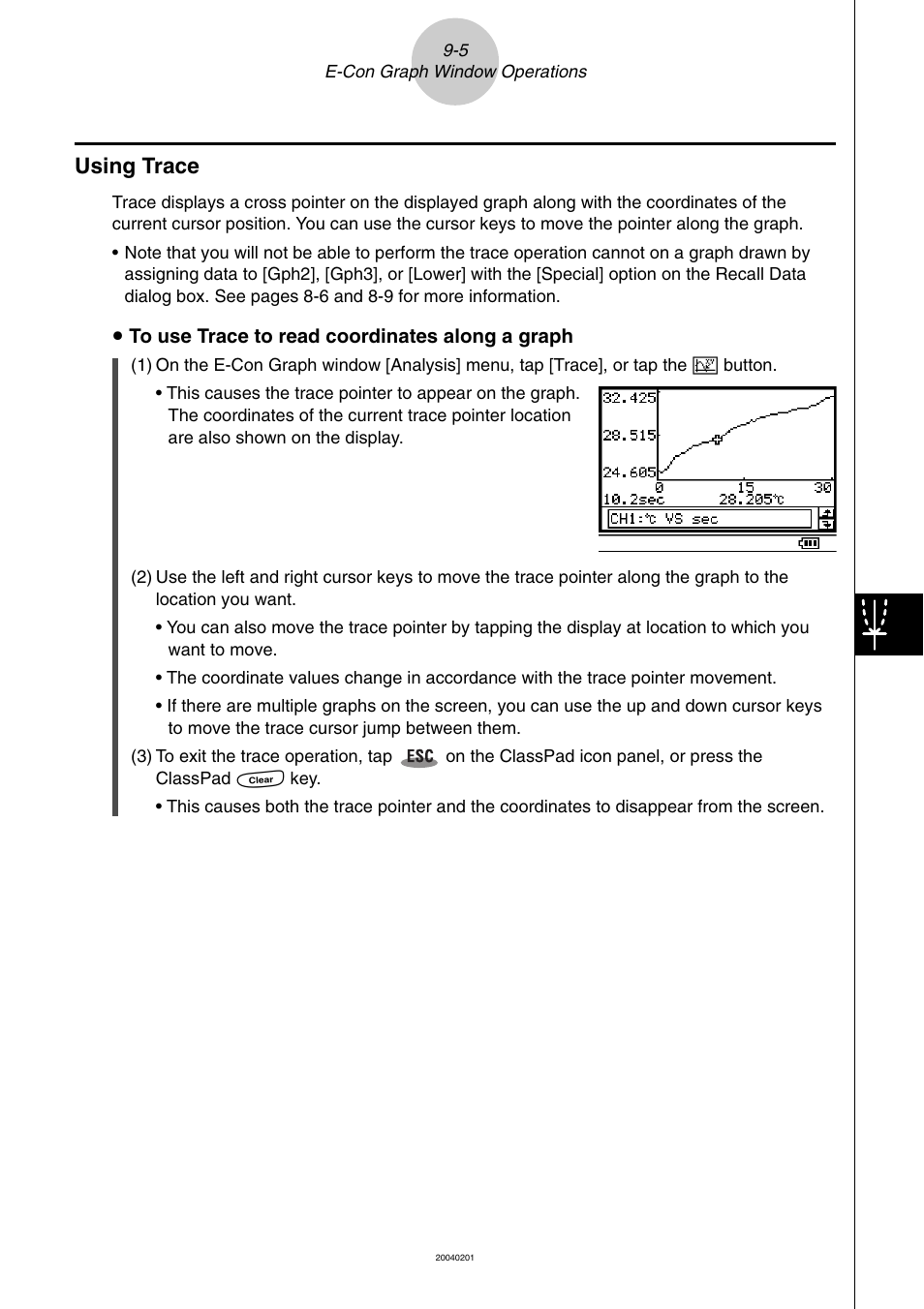 Using trace, Using trace -5 | Casio EA-200 User Manual | Page 67 / 81