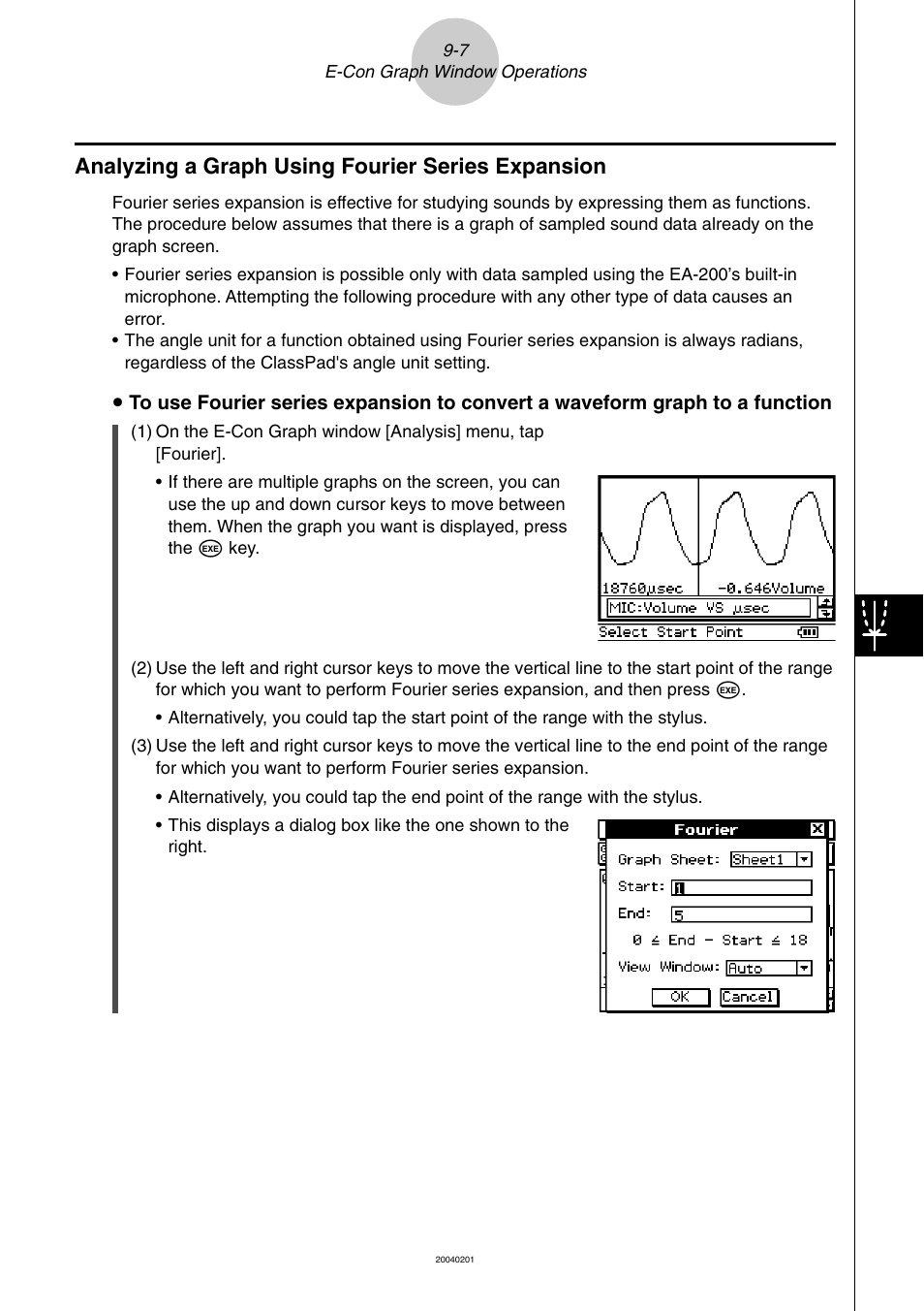 Analyzing a graph using fourier series expansion | Casio EA-200 User Manual | Page 69 / 81