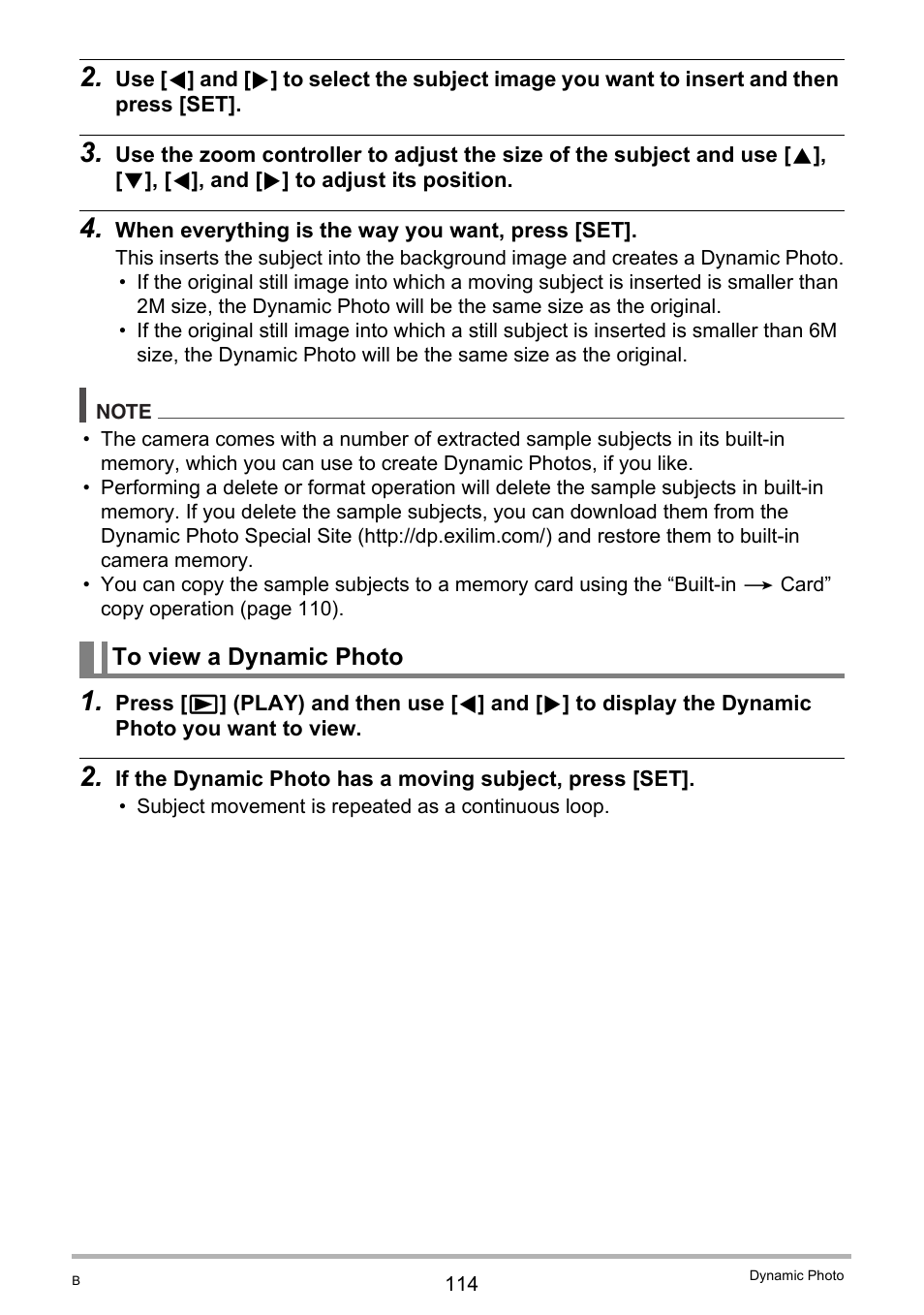 To view a dynamic photo | Casio EXILIM EX-S7 User Manual | Page 114 / 194