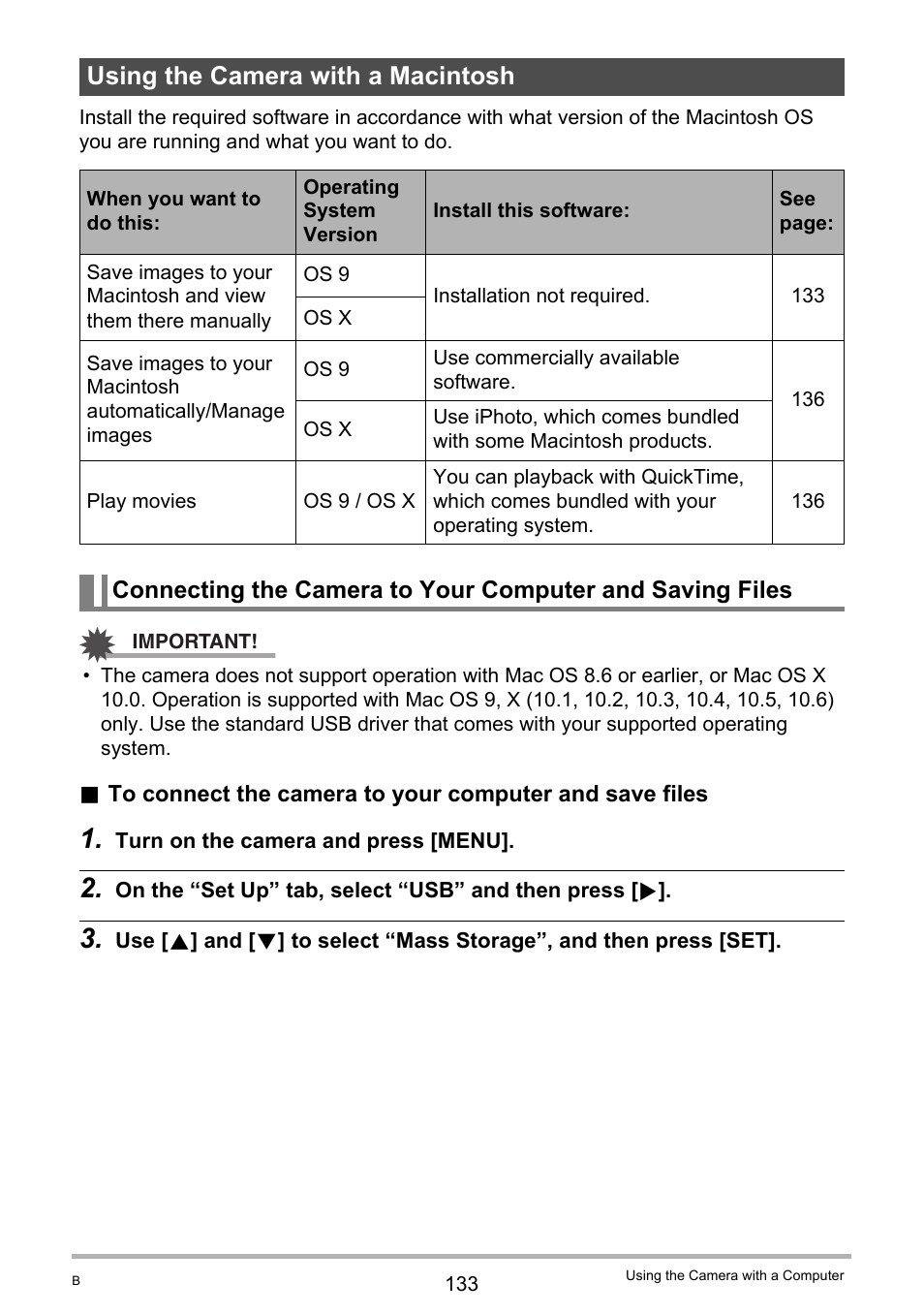 Using the camera with a macintosh | Casio EXILIM EX-S7 User Manual | Page 133 / 194