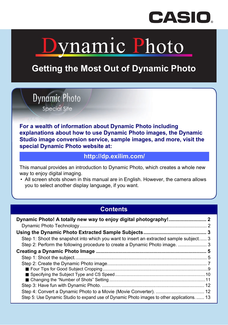 Dynamic p, Hoto, Getting the most out of dynamic photo | Casio EXILIM EX-S7 User Manual | Page 182 / 194