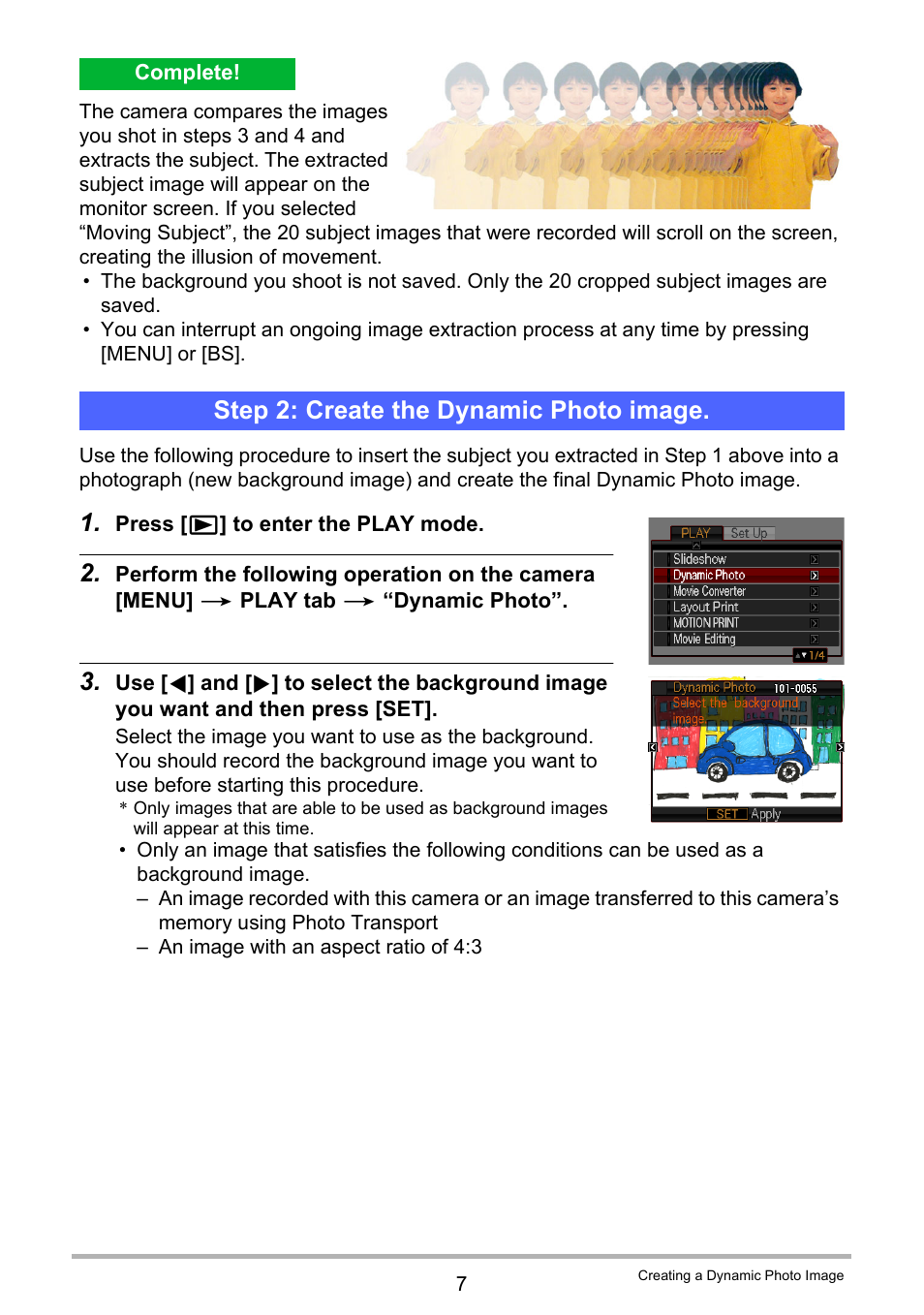 Step 2: create the dynamic photo image | Casio EXILIM EX-S7 User Manual | Page 188 / 194