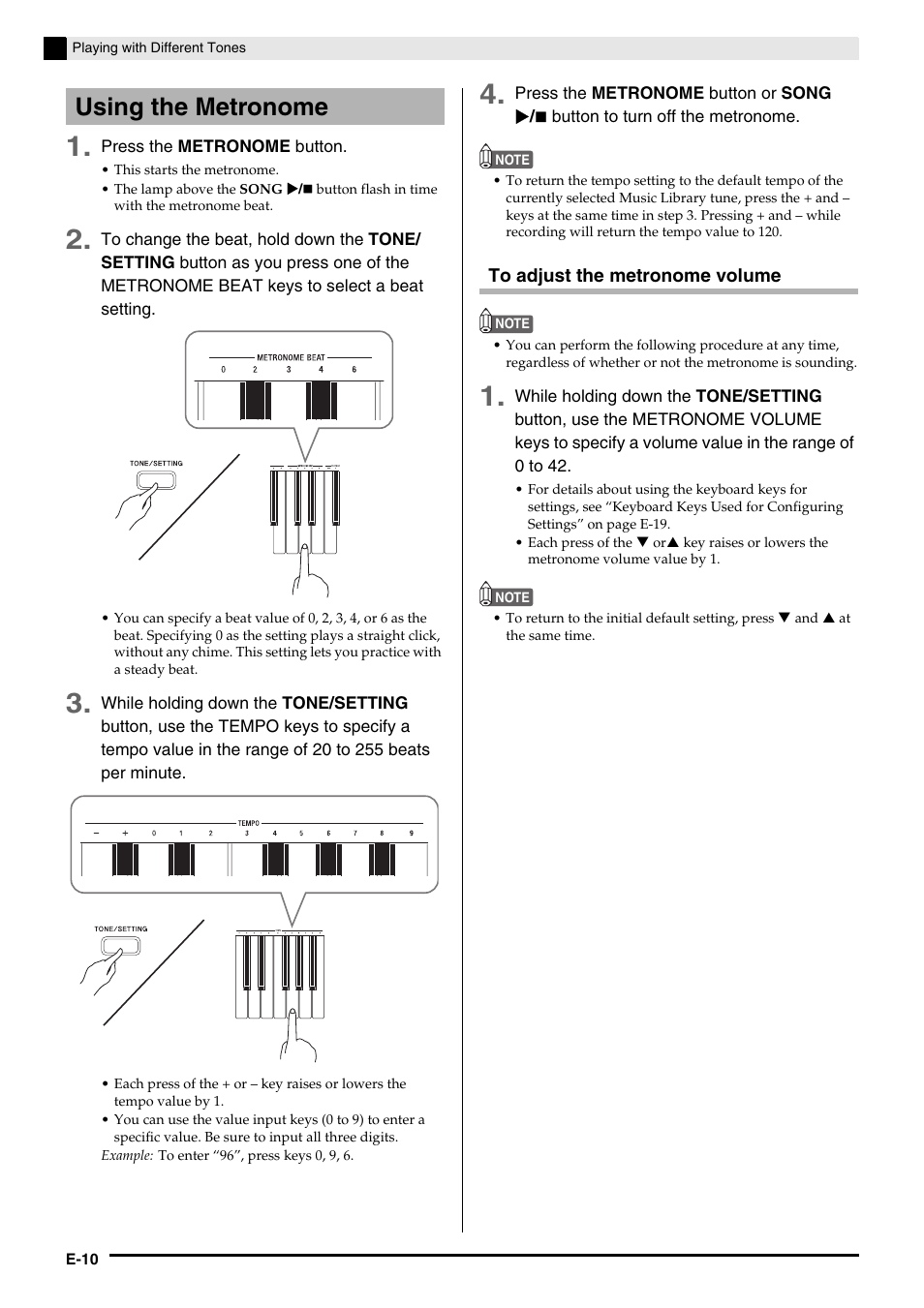 Using the metronome | Casio CELVIANO AP-200 User Manual | Page 12 / 34